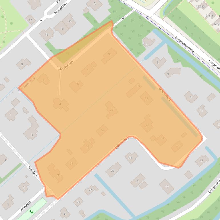 Kaart van postcodegebied 2212AE.