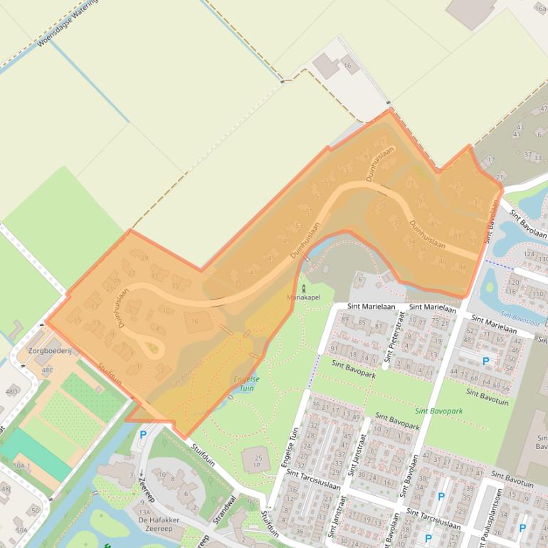 Kaart van postcodegebied 2212SB.