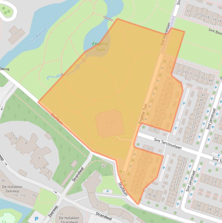 Kaart van postcodegebied 2212TA.