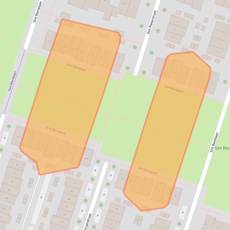 Kaart van postcodegebied 2212TG.