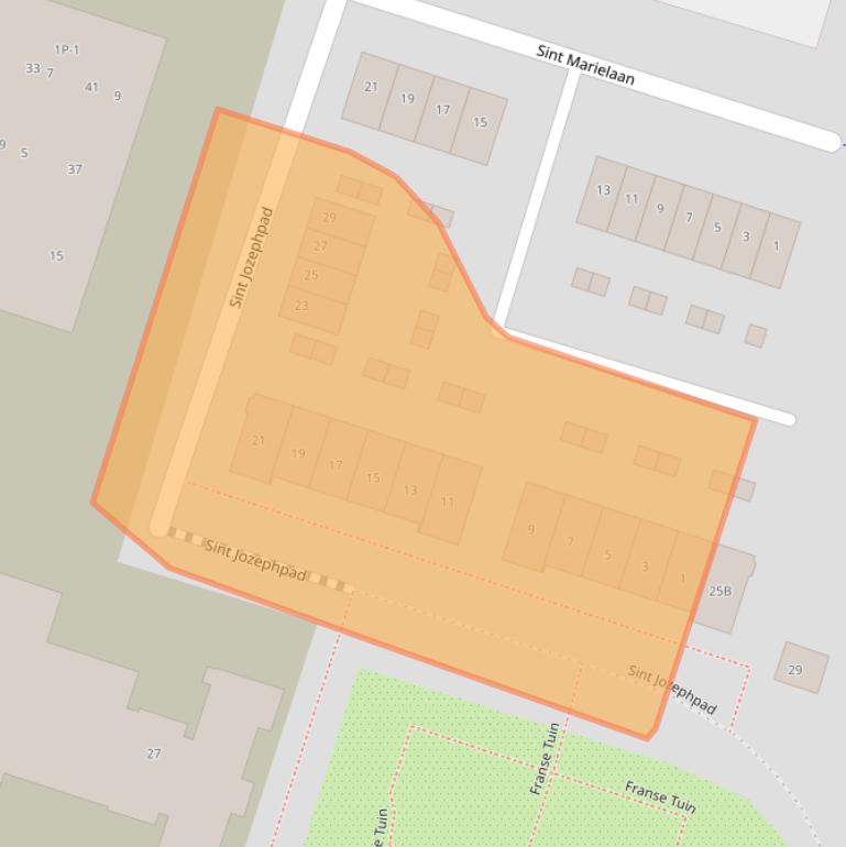 Kaart van postcodegebied 2212TM.