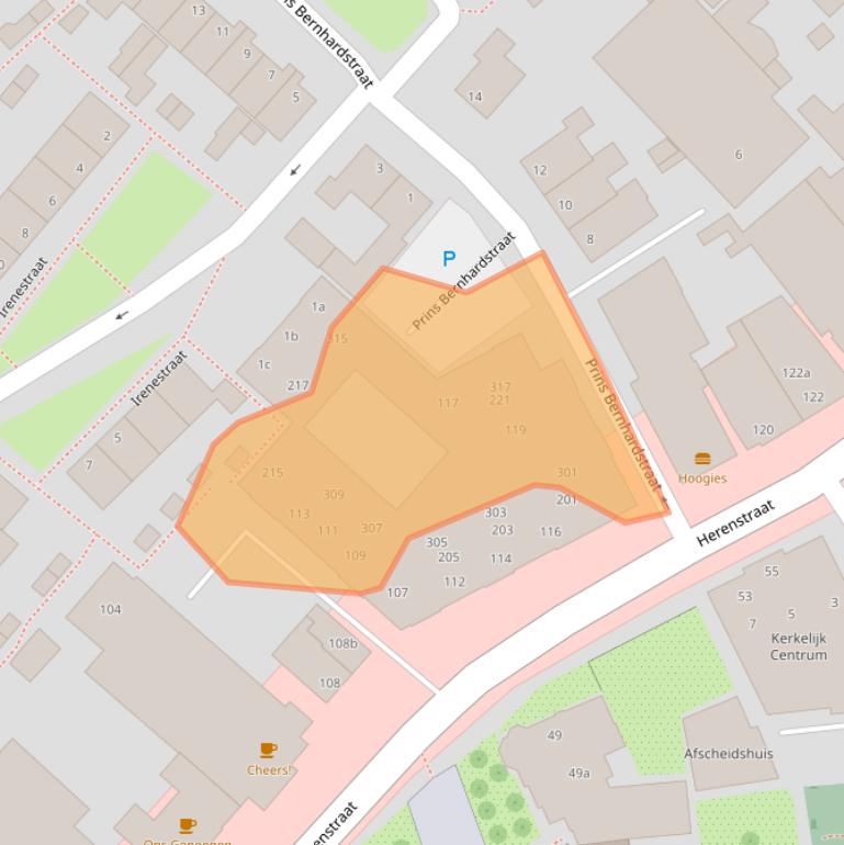 Kaart van postcodegebied 2215AA.