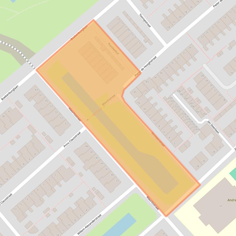 Kaart van postcodegebied 2215AJ.