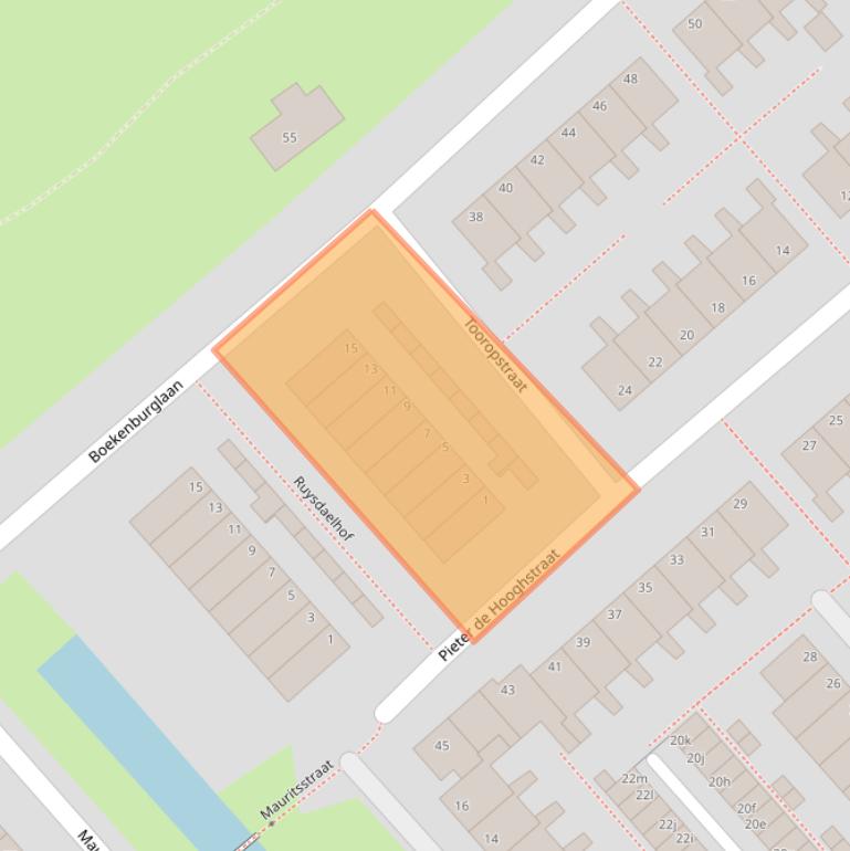 Kaart van postcodegebied 2215AK.