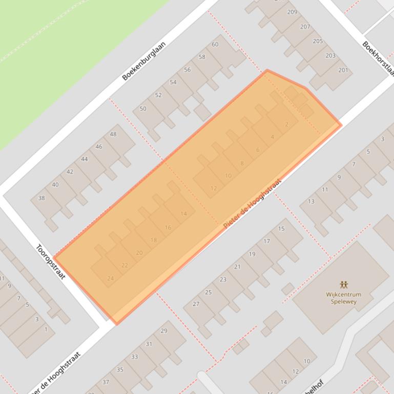 Kaart van postcodegebied 2215AM.