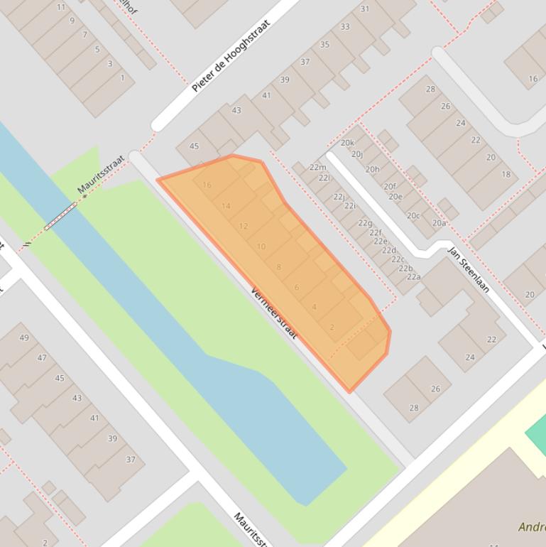 Kaart van postcodegebied 2215AN.