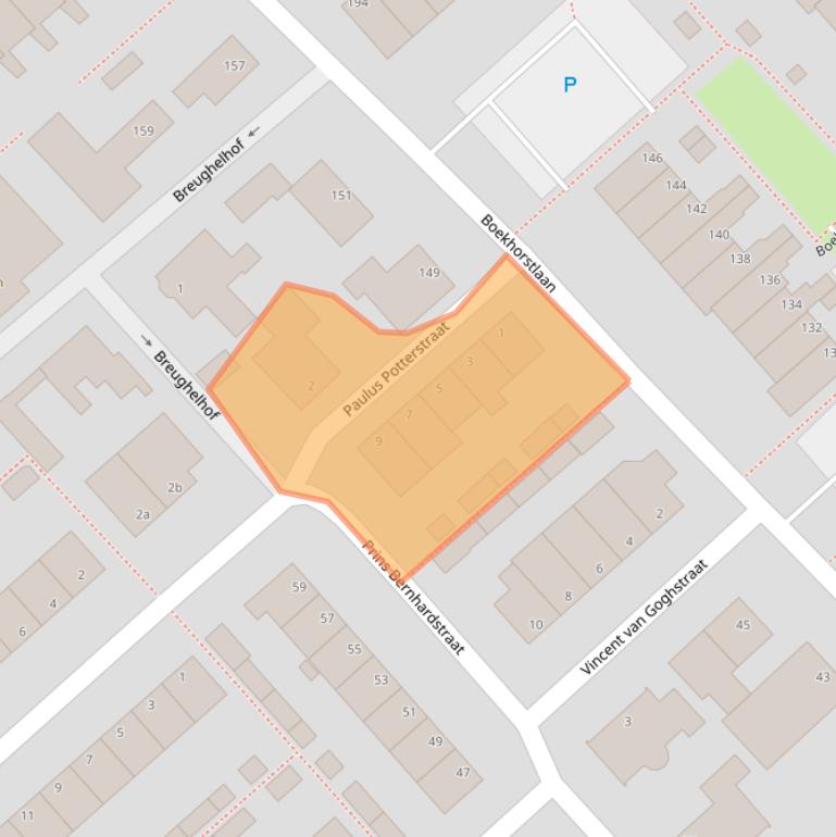 Kaart van postcodegebied 2215AP.