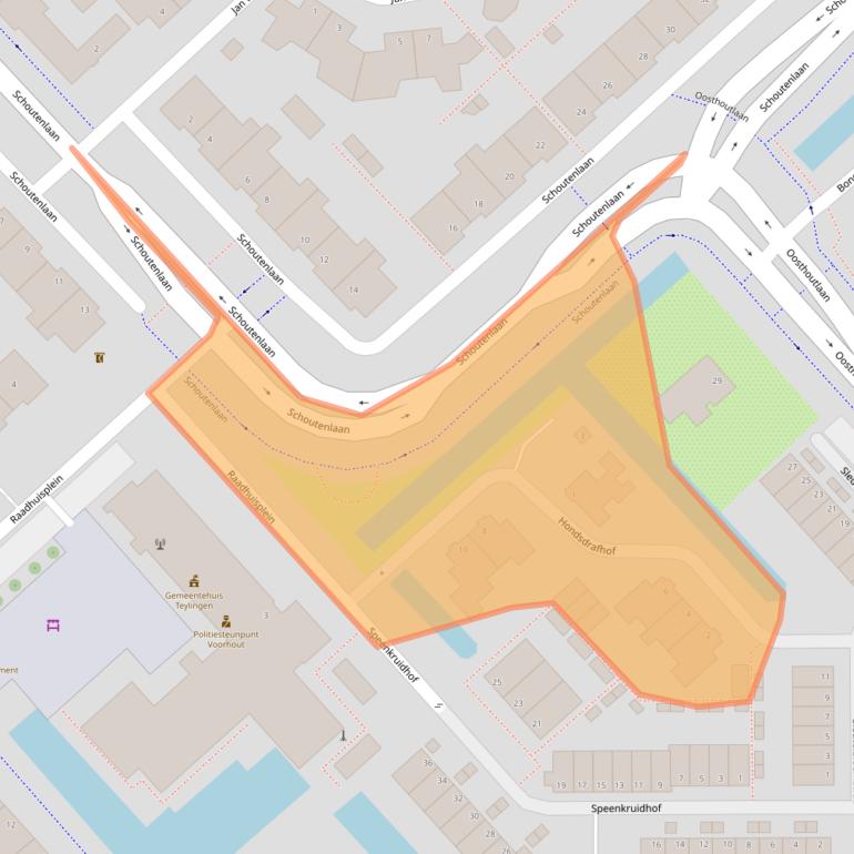 Kaart van postcodegebied 2215BA.