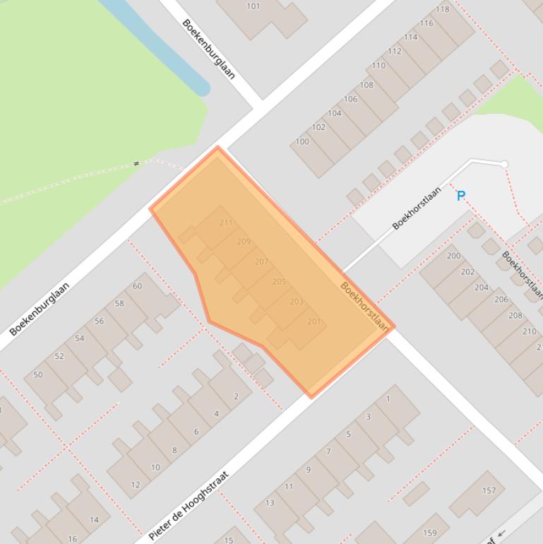 Kaart van postcodegebied 2215BC.