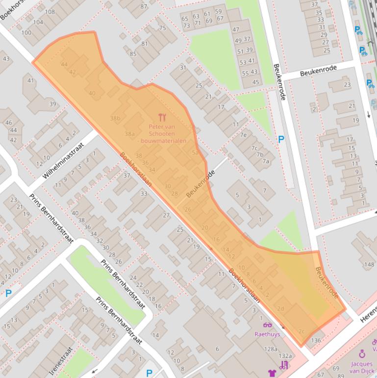 Kaart van postcodegebied 2215BD.