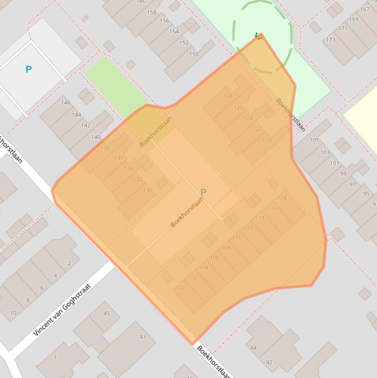 Kaart van postcodegebied 2215BJ.