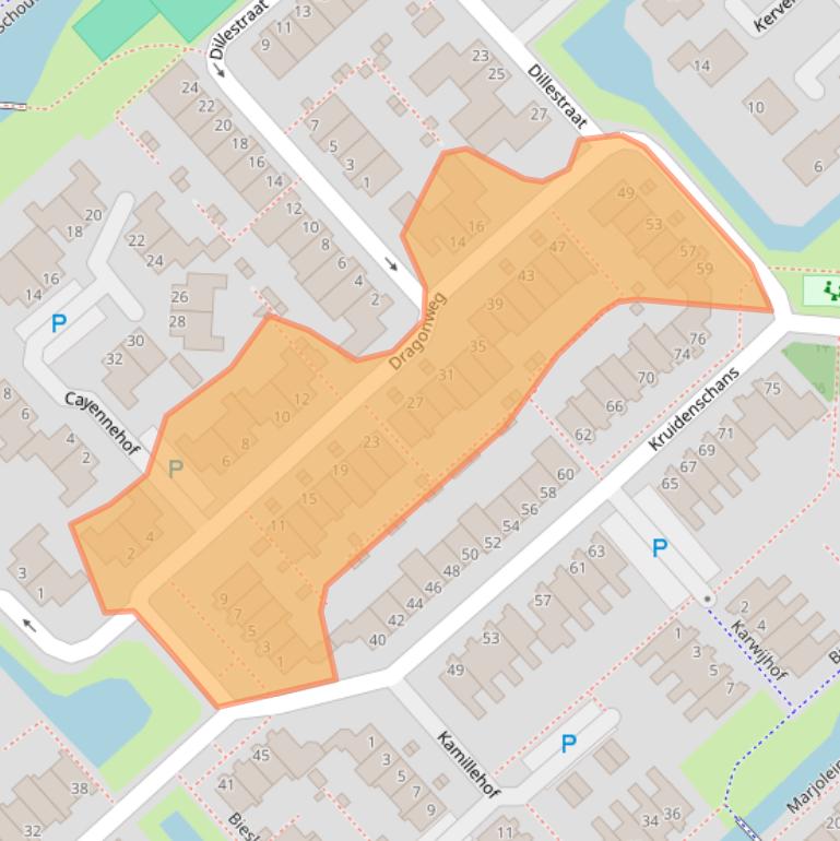 Kaart van postcodegebied 2215BN.