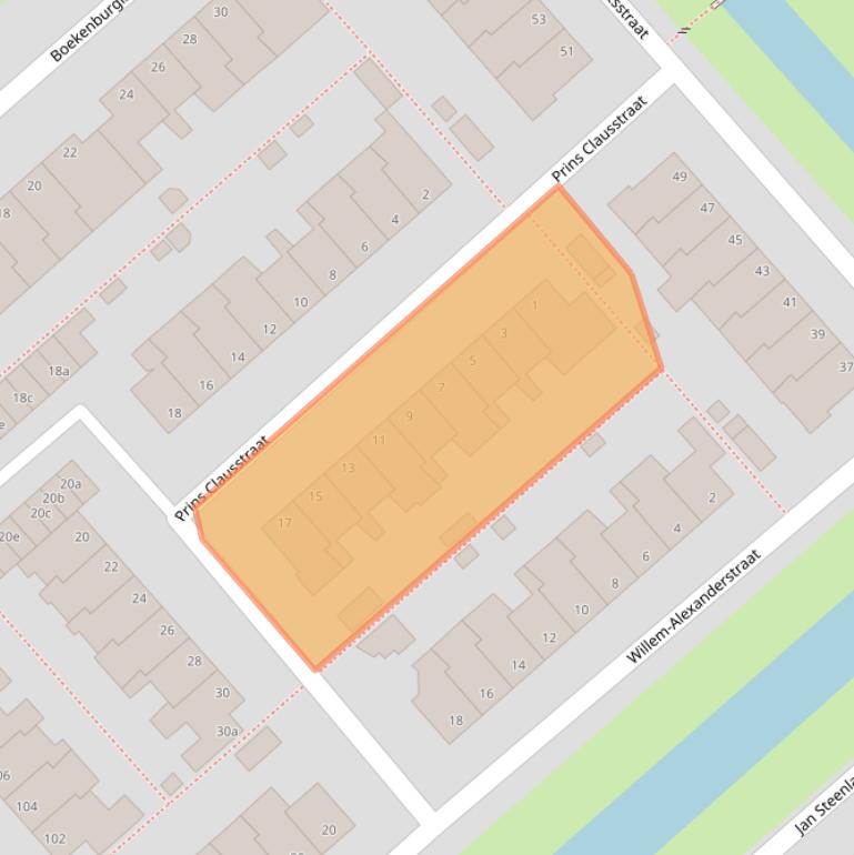 Kaart van postcodegebied 2215CA.