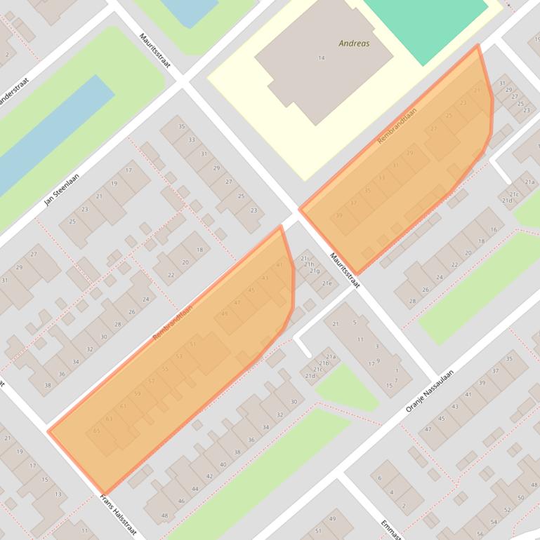 Kaart van postcodegebied 2215CJ.