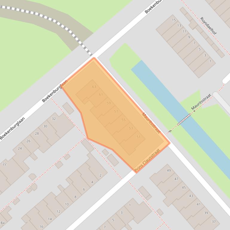 Kaart van postcodegebied 2215CS.