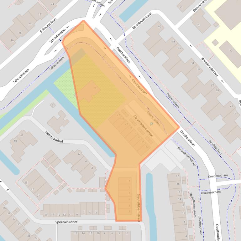 Kaart van postcodegebied 2215DB.