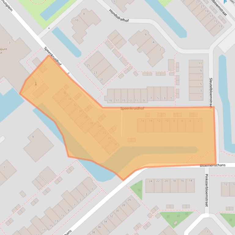 Kaart van postcodegebied 2215DD.