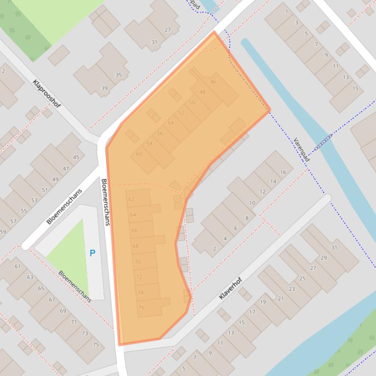 Kaart van postcodegebied 2215DG.