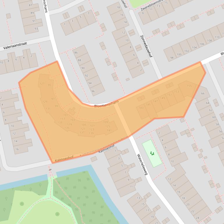 Kaart van postcodegebied 2215DK.