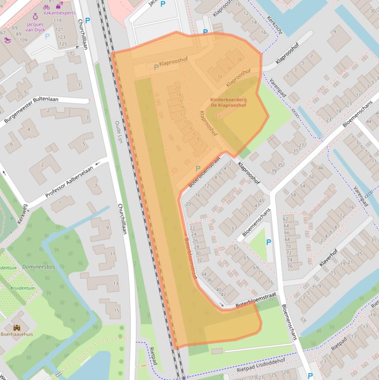 Kaart van postcodegebied 2215DM.