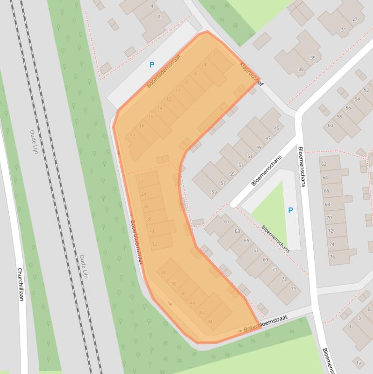 Kaart van postcodegebied 2215DP.