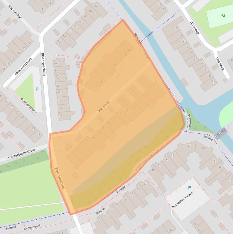 Kaart van postcodegebied 2215DR.