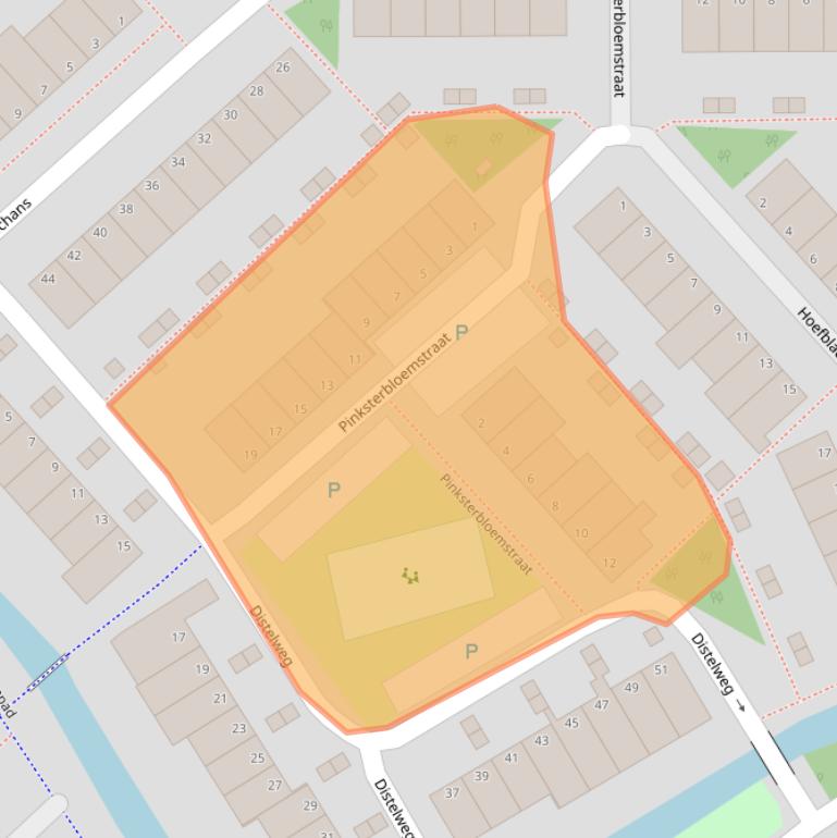 Kaart van postcodegebied 2215DT.