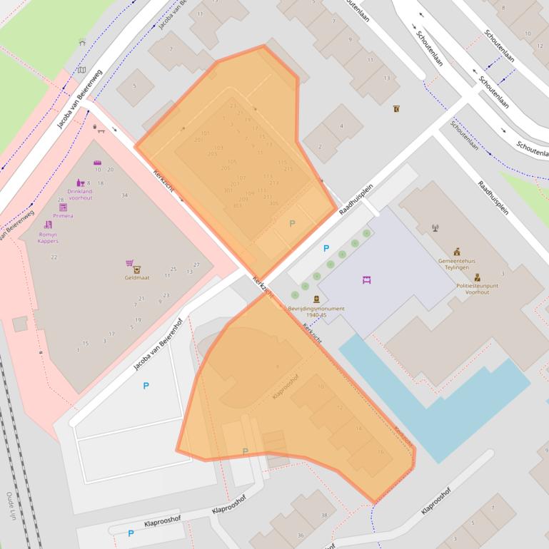 Kaart van postcodegebied 2215DX.