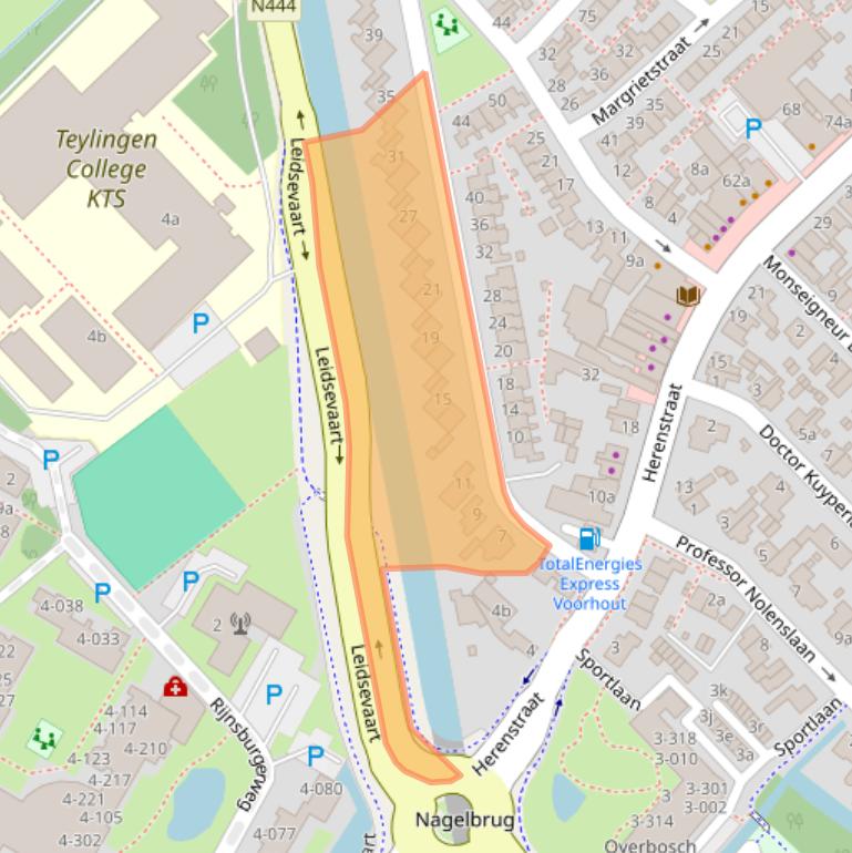 Kaart van postcodegebied 2215EA.