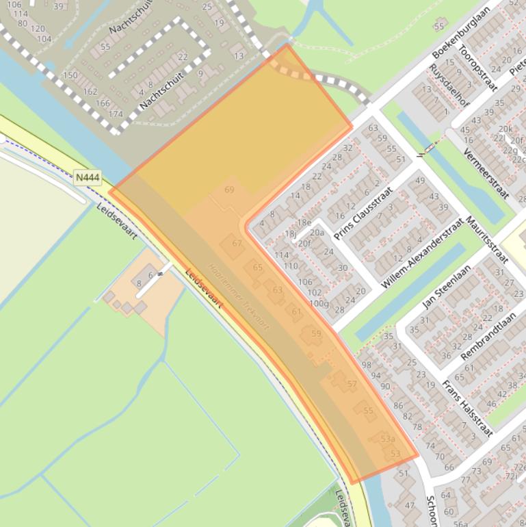 Kaart van postcodegebied 2215EC.