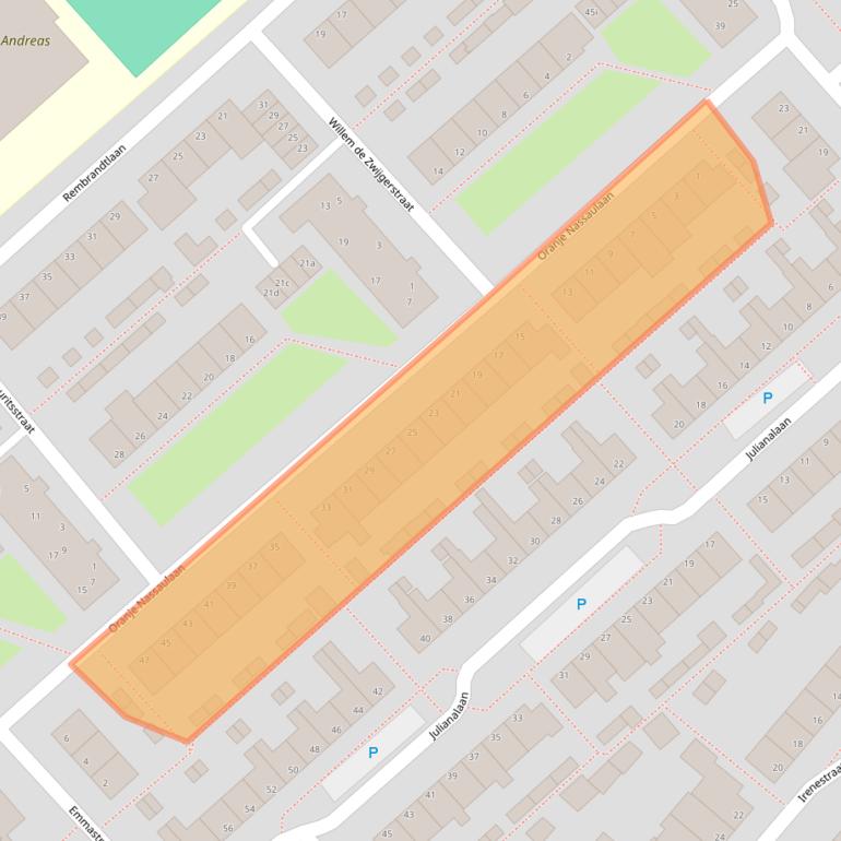 Kaart van postcodegebied 2215EL.