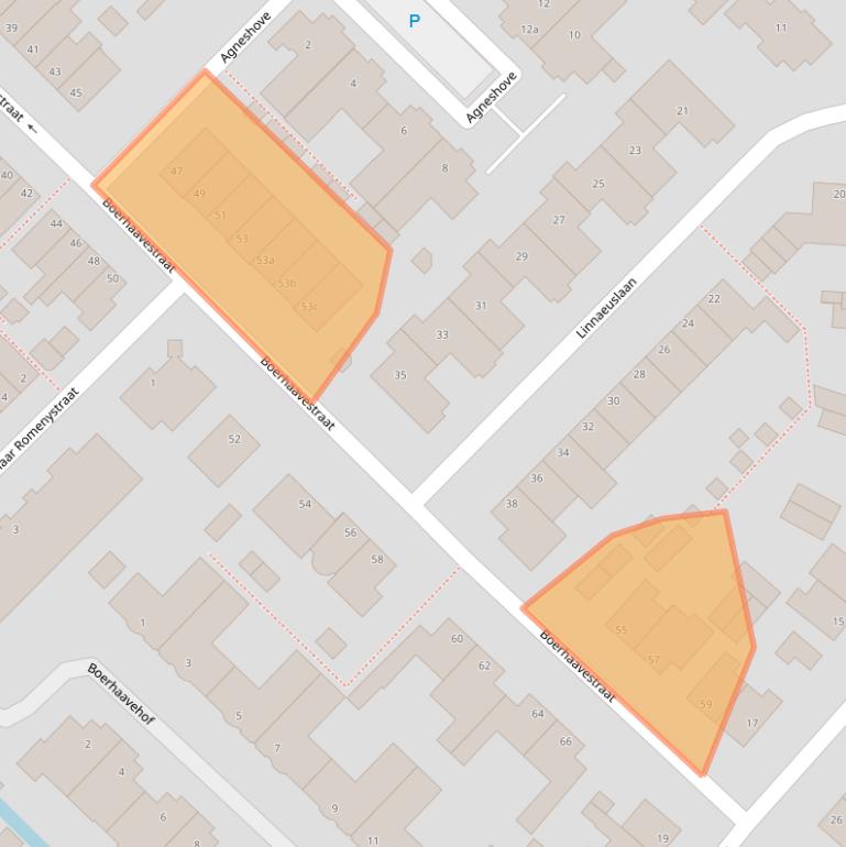 Kaart van postcodegebied 2215EV.