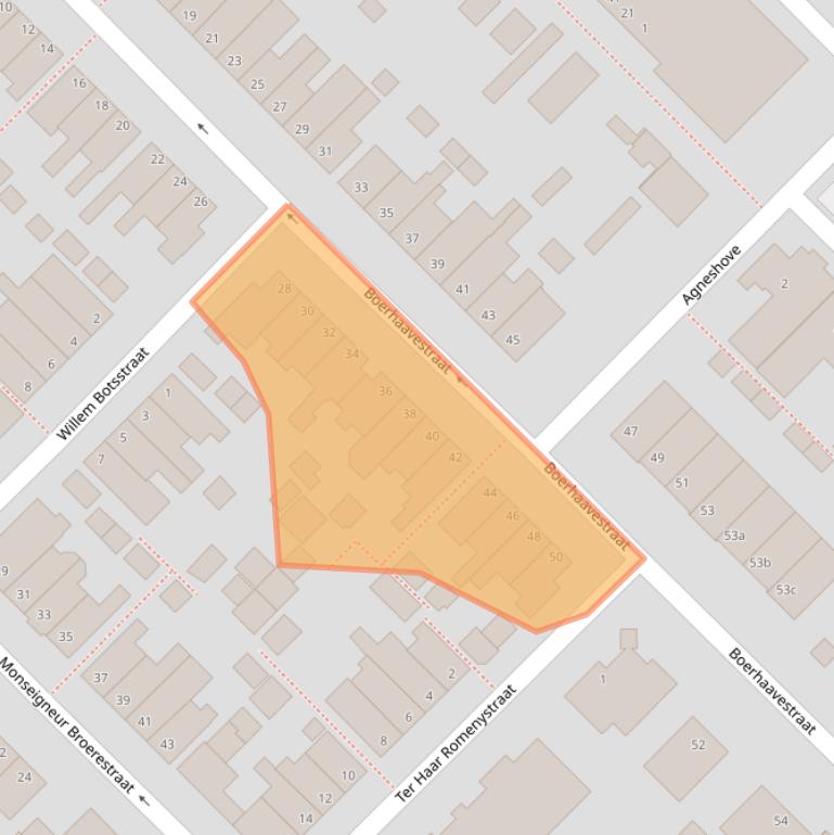 Kaart van postcodegebied 2215EX.