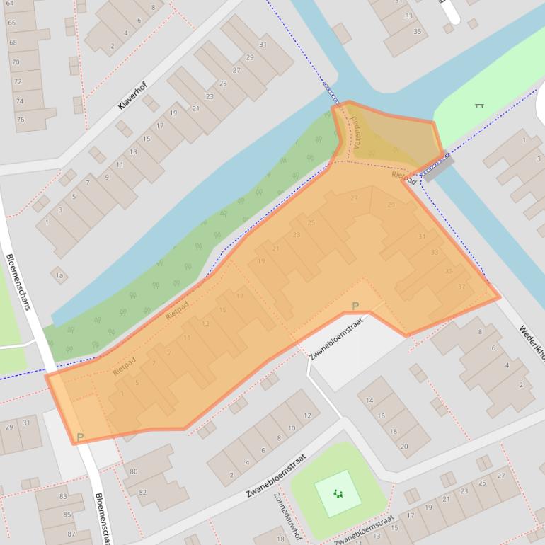 Kaart van postcodegebied 2215GG.