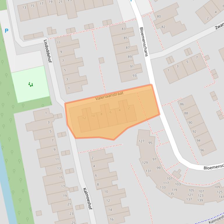 Kaart van postcodegebied 2215GM.