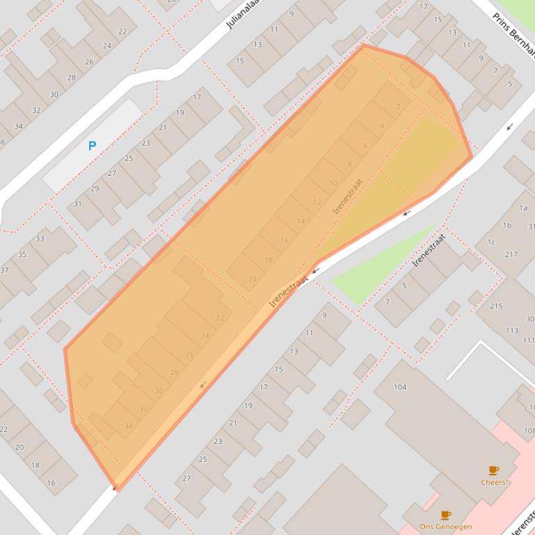 Kaart van postcodegebied 2215HL.