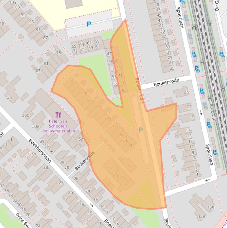 Kaart van postcodegebied 2215JA.