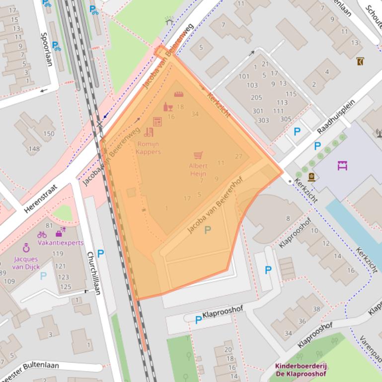 Kaart van postcodegebied 2215JK.