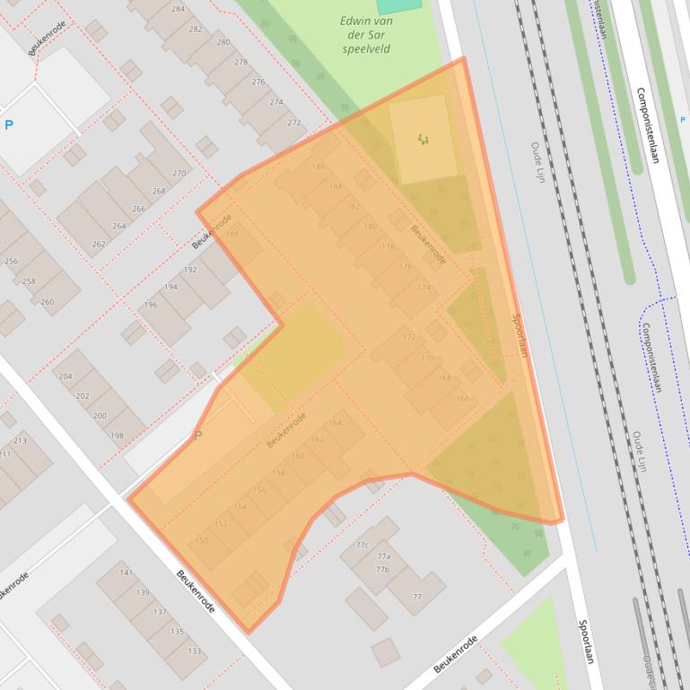 Kaart van postcodegebied 2215JN.