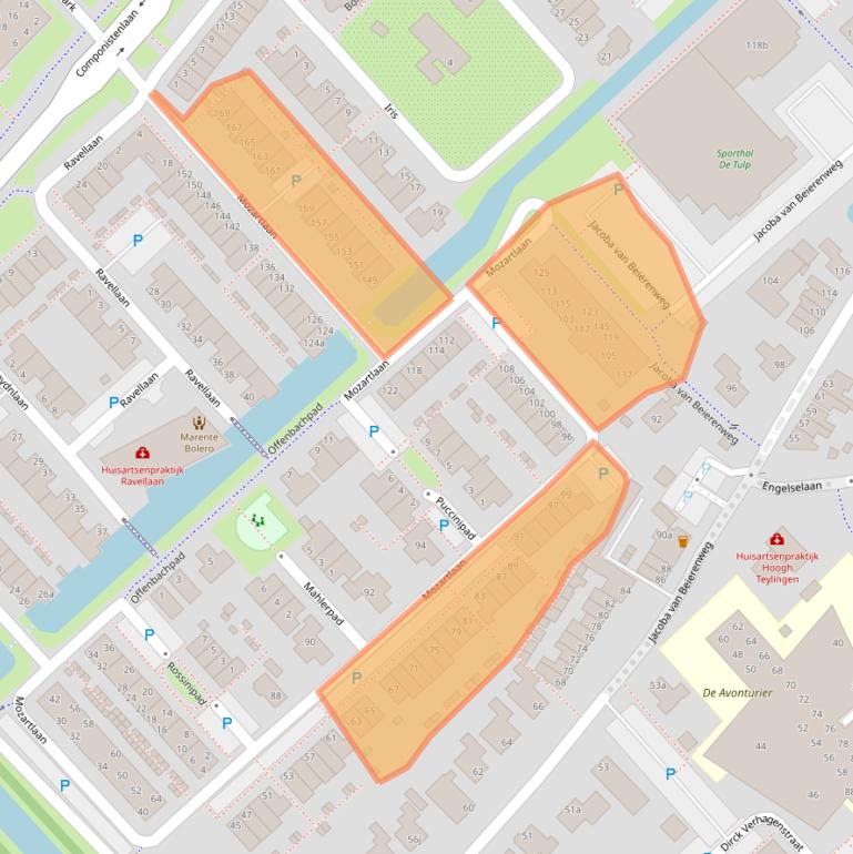 Kaart van postcodegebied 2215JW.