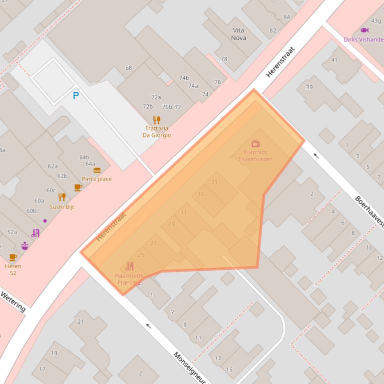 Kaart van postcodegebied 2215KB.