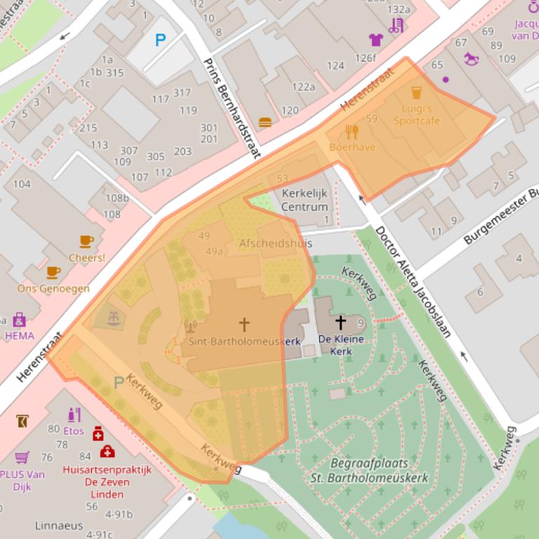 Kaart van postcodegebied 2215KE.