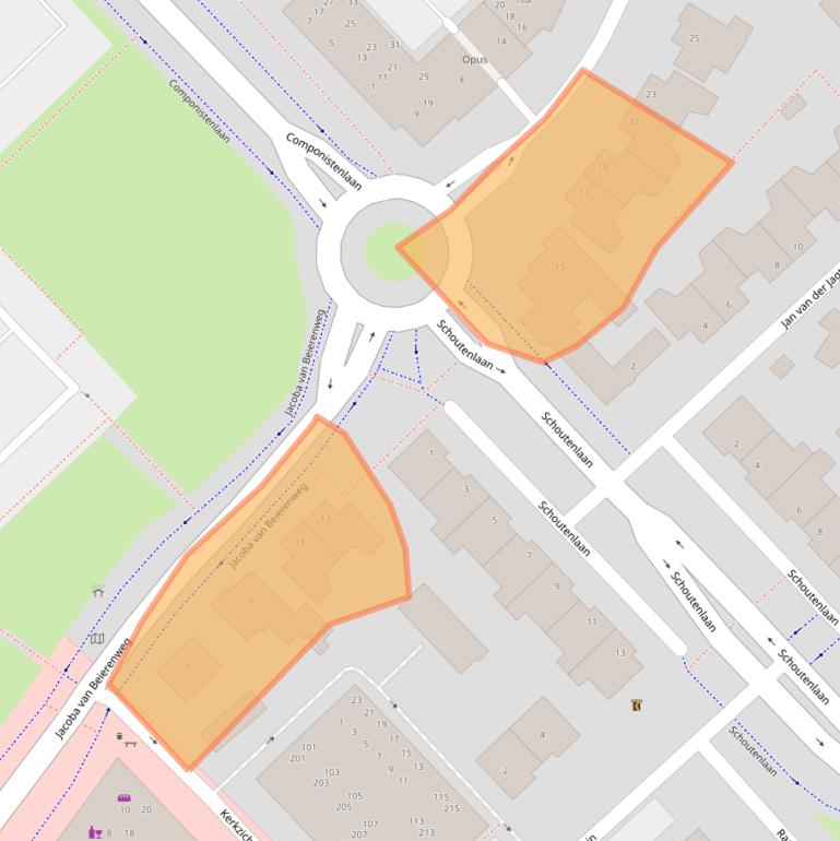 Kaart van postcodegebied 2215KS.