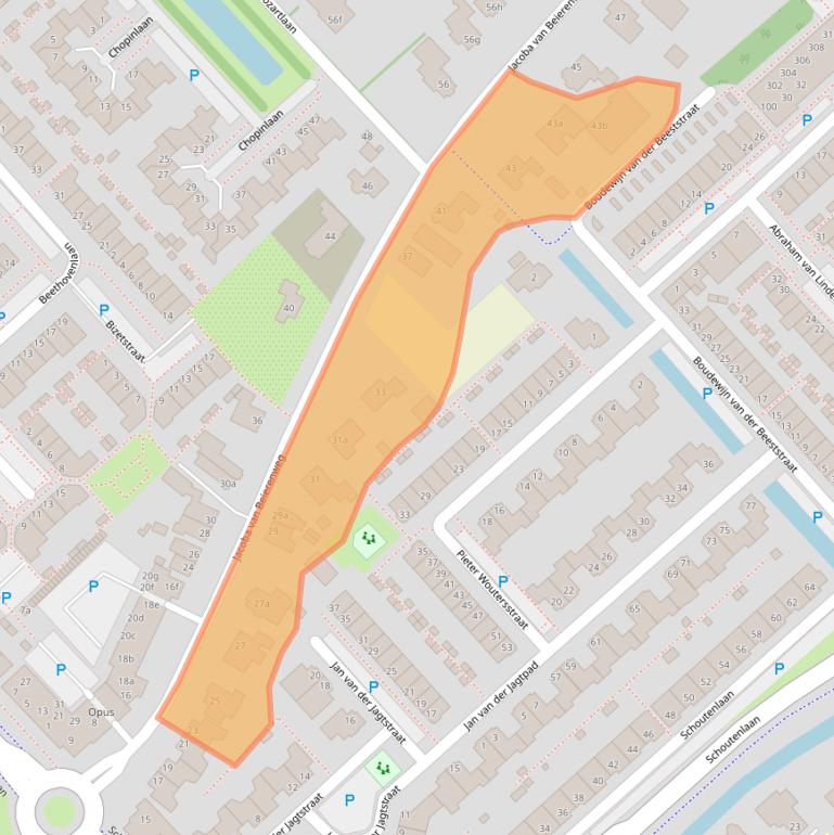 Kaart van postcodegebied 2215KT.