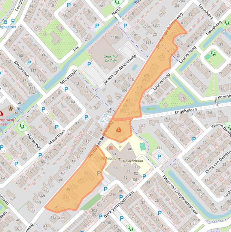 Kaart van postcodegebied 2215KV.