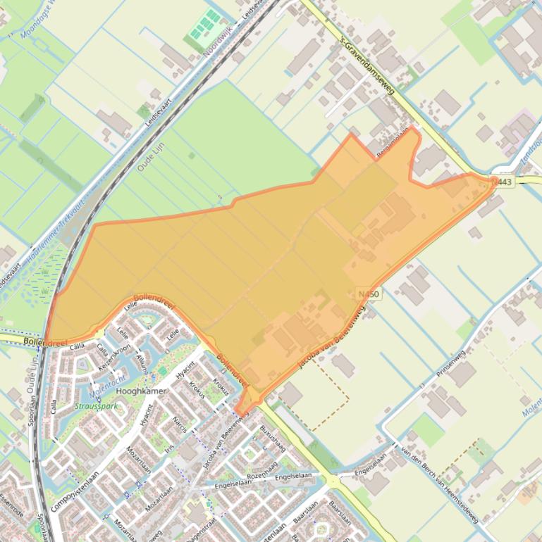 Kaart van postcodegebied 2215KX.