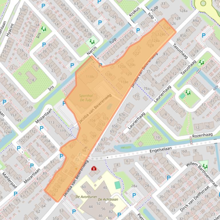 Kaart van postcodegebied 2215KZ.