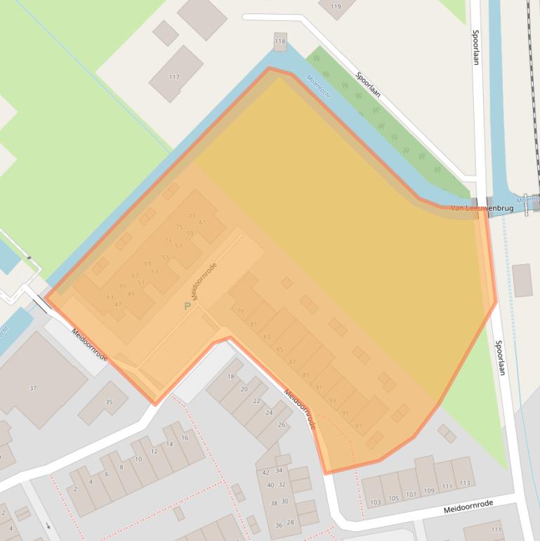 Kaart van postcodegebied 2215LH.