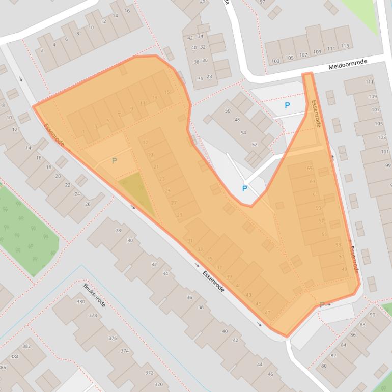 Kaart van postcodegebied 2215LP.