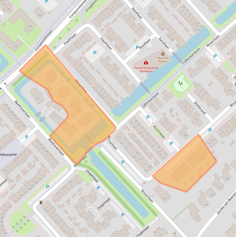 Kaart van postcodegebied 2215LS.